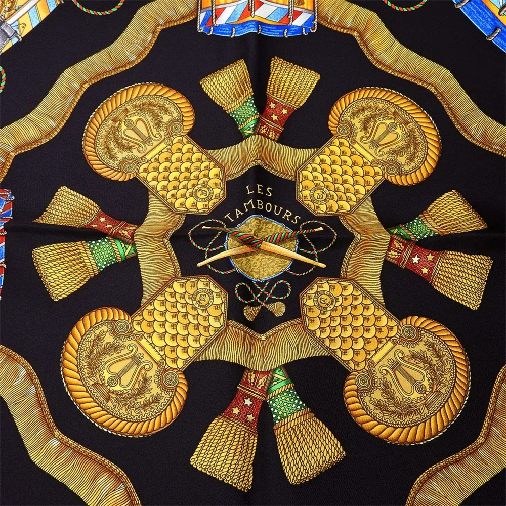 HERMES Black Silk Scarf